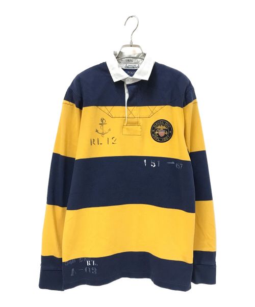 POLO RALPH LAUREN（ポロ・ラルフローレン）POLO RALPH LAUREN (ポロ・ラルフローレン) クラシックストライプドジャージーラグビーシャツ ネイビー×イエロー サイズ:Sの古着・服飾アイテム