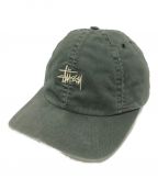 stussyステューシー）の古着「STOCK LOGO VINTAGE CAP」｜オリーブ