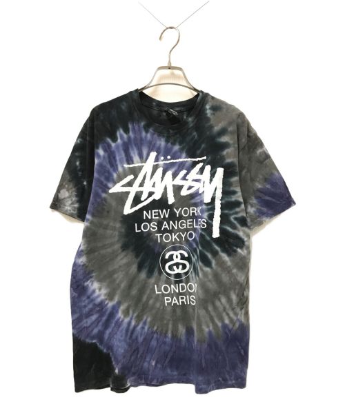 stussy（ステューシー）stussy (ステューシー) タイダイ柄stussy World tour Tシャツ ブラック サイズ:Mの古着・服飾アイテム