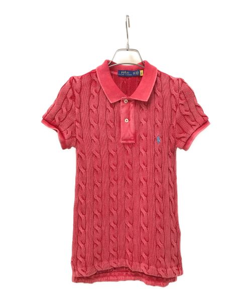 POLO RALPH LAUREN（ポロ・ラルフローレン）POLO RALPH LAUREN (ポロ・ラルフローレン) ケーブルニットポロシャツ レッド サイズ:XSの古着・服飾アイテム