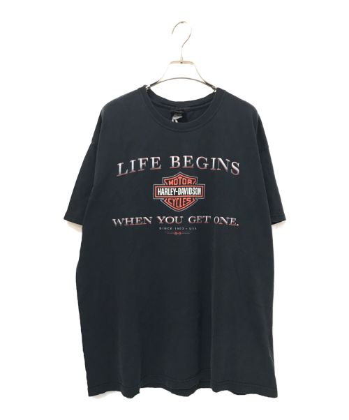 HARLEY-DAVIDSON（ハーレーダビッドソン）HARLEY-DAVIDSON (ハーレーダビッドソン) Hanes (ヘインズ) 両面プリントTシャツ ブラック サイズ:下記参照の古着・服飾アイテム