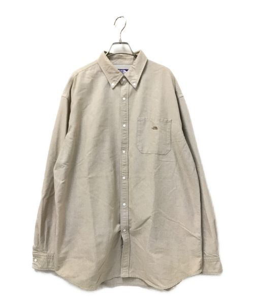 THE NORTHFACE PURPLELABEL（ザ・ノースフェイス パープルレーベル）THE NORTHFACE PURPLELABEL (ザ・ノースフェイス パープルレーベル) Cotton Polyester OX B.D. Shirt ベージュ サイズ:XLの古着・服飾アイテム