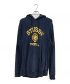 stussyステューシー）の古着「カレッジプリントパーカー」｜ネイビー