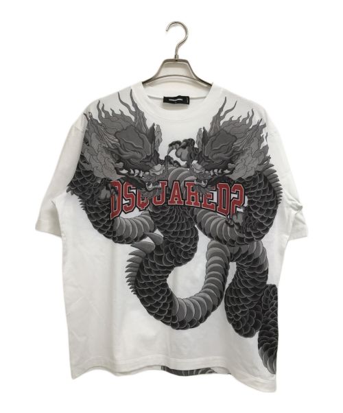 DSQUARED2（ディースクエアード）DSQUARED2 (ディースクエアード) プリントTシャツ ホワイト サイズ:Lの古着・服飾アイテム