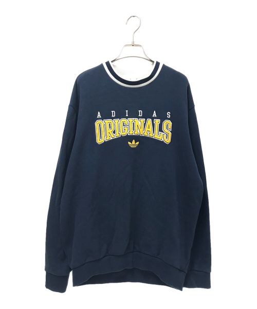 adidas（アディダス）adidas (アディダス) SCRIPT CREW SWEATSHIRT ネイビー サイズ:Mの古着・服飾アイテム