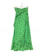 GANNIガニー）の古着「Dainty Georgette Wrap Top Polka Dot Green Dress」｜グリーン