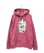 A BATHING APE×NEW BALANCEアベイシングエイプ×ニューバランス）の古着「Ape Head Relaxed Fit Pullover Hoodie」｜ピンク