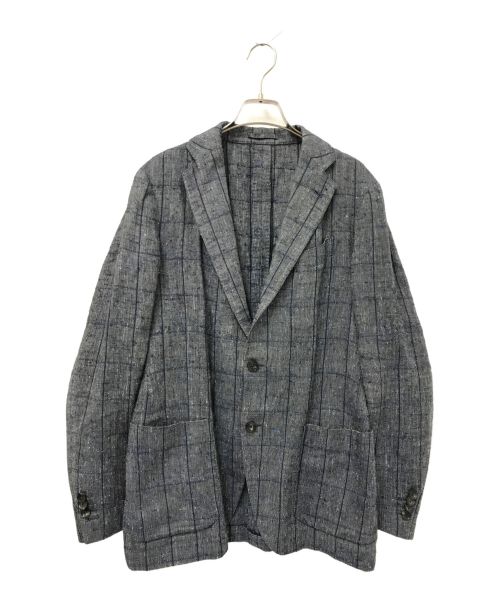 LARDINI（ラルディーニ）LARDINI (ラルディーニ) リネン混2Bテーラードジャケット グレー×ネイビー サイズ:48の古着・服飾アイテム