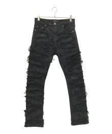 9TEEN8IGHT（ナインティーンエイト）の古着「DISTRESSED FRINGE DENIM」｜ブラック