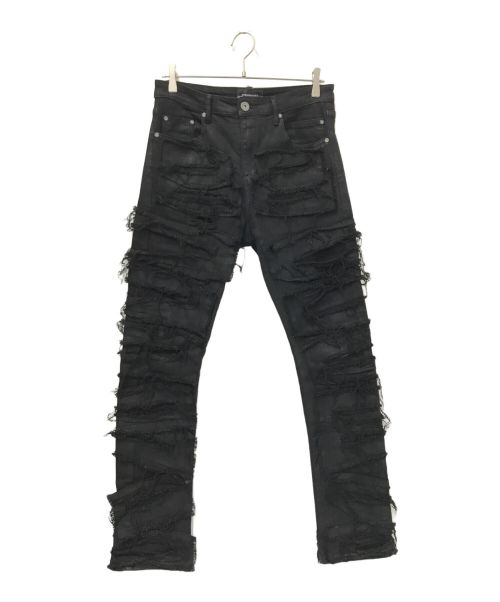 9TEEN8IGHT（ナインティーンエイト）9TEEN8IGHT (ナインティーンエイト) DISTRESSED FRINGE DENIM ブラック サイズ:Sの古着・服飾アイテム