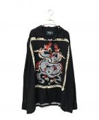 good hellerグッドヘラー）の古着「50’s 双龍 DRAGONS PANEL L/S SHIRT」｜ブラック