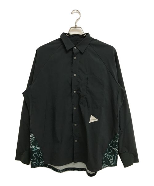 and wander（アンドワンダー）and wander (アンドワンダー) printed fleece base LS shirt グレー サイズ:4の古着・服飾アイテム