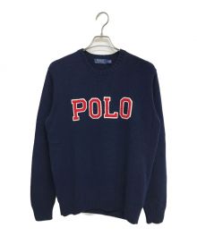 POLO RALPH LAUREN（ポロ・ラルフローレン）の古着「ロゴクルーネックニット」｜ネイビー