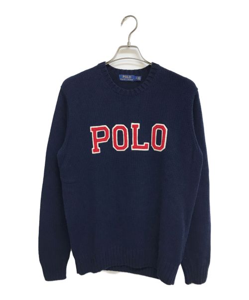 POLO RALPH LAUREN（ポロ・ラルフローレン）POLO RALPH LAUREN (ポロ・ラルフローレン) ロゴクルーネックニット ネイビー サイズ:Sの古着・服飾アイテム