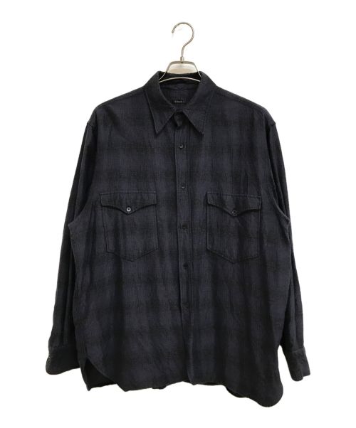 COMOLI（コモリ）COMOLI (コモリ) ウールシルクワークチェックシャツ ネイビー サイズ:2の古着・服飾アイテム