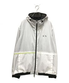 ARMANI EXCHANGE（アルマーニ エクスチェンジ）の古着「RECYCLED FABRIC HOODED JACKET」｜ホワイト×ブラック