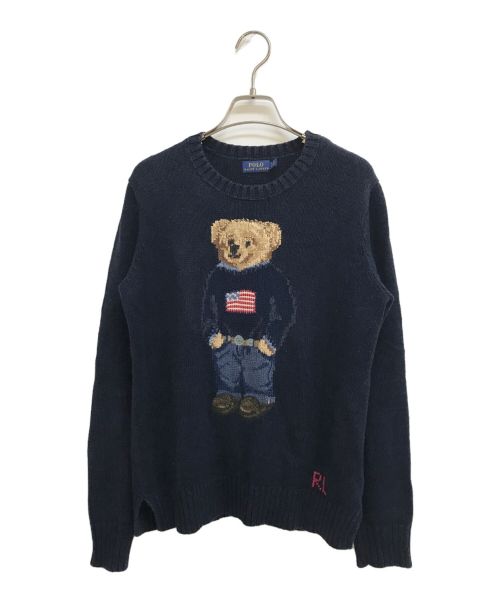 POLO RALPH LAUREN（ポロ・ラルフローレン）POLO RALPH LAUREN (ポロ・ラルフローレン) ポロベアコットンリネンニット ネイビー サイズ:Sの古着・服飾アイテム