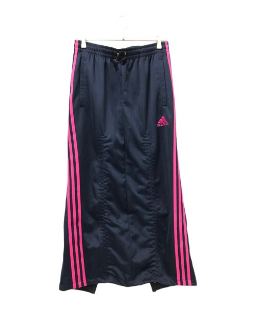 adidas（アディダス）adidas (アディダス) トラックスカート ネイビー×ピンクの古着・服飾アイテム