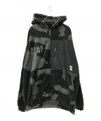 GRMYグライミー）の古着「BACK AT YOU ALL OVER PRINT POLAR FEEECE ZIP HOODIE」｜ブラック×グレー