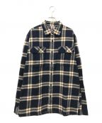 Patagoniaパタゴニア）の古着「Organic Cotton MW Fjord Flannel Shirt」｜ネイビー×ブラウン