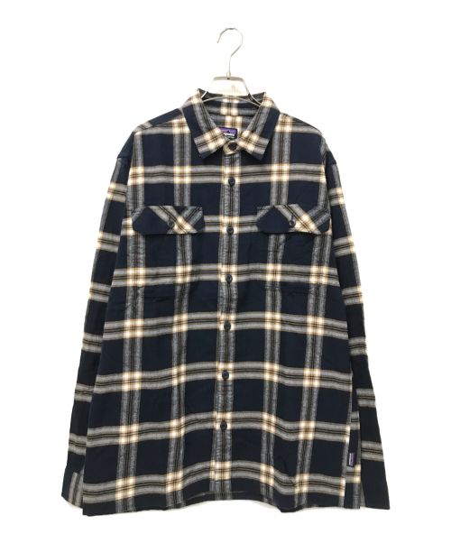 Patagonia（パタゴニア）Patagonia (パタゴニア) Organic Cotton MW Fjord Flannel Shirt ネイビー×ブラウン サイズ:Mの古着・服飾アイテム