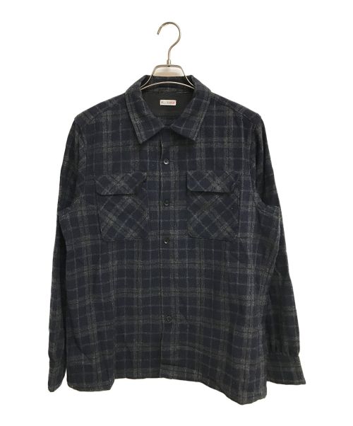 WILLY CHAVARRIA（ウィリーチャバリア）WILLY CHAVARRIA (ウィリーチャバリア) MADERA WOOLEN SHIRT グレー×ネイビー サイズ:Mの古着・服飾アイテム