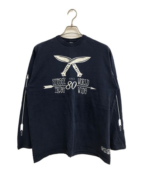 stussy（ステューシー）stussy (ステューシー) プリントカットソー ネイビー サイズ:XLの古着・服飾アイテム