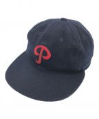 EBBETS FIELD FLANNELSエベッツフィールドフランネルズ）の古着「ロゴキャップ」｜ネイビー×グリーン