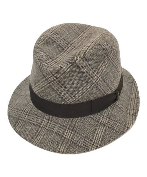 BORSALINO（ボルサリーノ）BORSALINO (ボルサリーノ) チェック中折ハット グレー サイズ:下記参照の古着・服飾アイテム