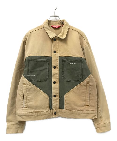 SUPREME（シュプリーム）SUPREME (シュプリーム) 2tone paneled denim jacket ベージュ×カーキ サイズ:Mの古着・服飾アイテム