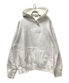 SUPREME×MM6 Maison Margiela（シュプリーム×エムエムシックス メゾンマルジェラ）の古着「Foil Box Logo Hooded Sweatshirt」｜シルバー×ホワイト