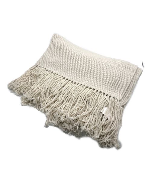 theory（セオリー）theory (セオリー) Fringe Blanket Scarf in Felted Wool-Cashmere ホワイト 未使用品の古着・服飾アイテム