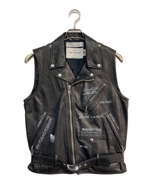 DAIRIKU（ダイリク）DAIRIKU (ダイリク) HAND PAINTED DOUBLE LEATHER VEST　22SS V-1 ブラック サイズ:Sの古着・服飾アイテム