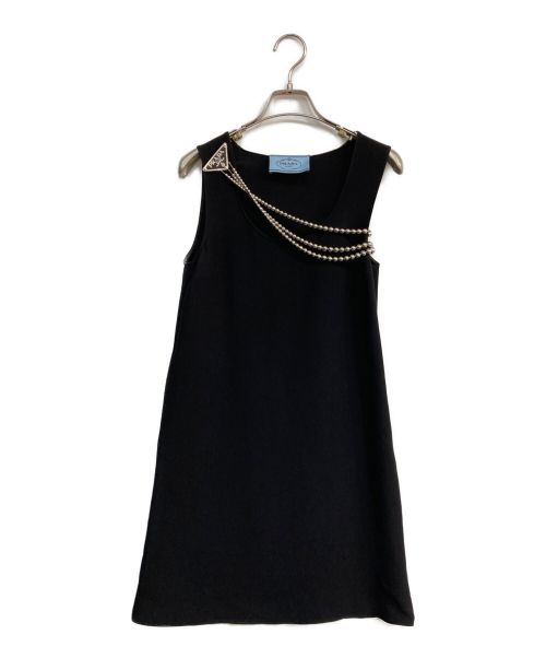 PRADA（プラダ）PRADA (プラダ) Cady dress with necklace ブラック サイズ:36の古着・服飾アイテム