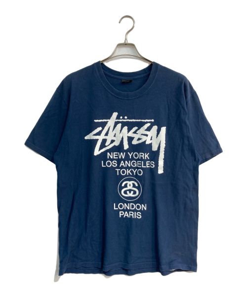 stussy（ステューシー）stussy (ステューシー) ロゴプリントTシャツ ネイビー サイズ:Lの古着・服飾アイテム