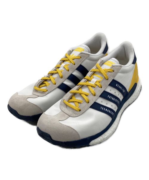 adidas（アディダス）adidas HUMAN MADE (ヒューマンメイド) Consortium COUNTRY HM FTWR WHITE/HAZY YELLOW/COLLEGIATE NAVY 21SS　スニーカー ホワイト×ネイビー サイズ:28の古着・服飾アイテム