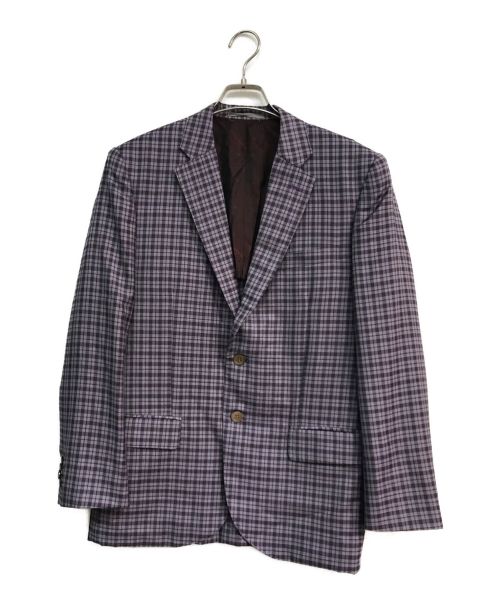 ERMENEGILDO ZEGNA（エルメネジルド・ゼニア）ERMENEGILDO ZEGNA (エルメネジルド・ゼニア) 2Bチェックテーラードジャケット パープル サイズ:96-YAの古着・服飾アイテム