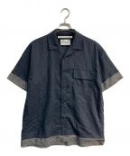 WHITE MOUNTAINEERINGホワイトマウンテ二アニング）の古着「OPEN COLLAR HALF SLEEVES SHIRT　WM2071113」｜ネイビー