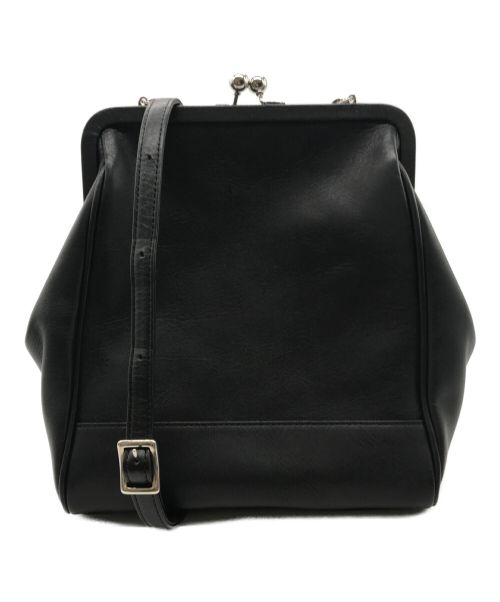 Y's（ワイズ）Y's (ワイズ) SOFT WRINKLED LEATHER W CLASP BAG　YD-104-722　ブラック　がま口　レザー ブラックの古着・服飾アイテム