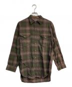PENDLETONペンドルトン）の古着「50sウールチェックシャツ　チェック　ブラウン」｜オリーブ×ブラウン