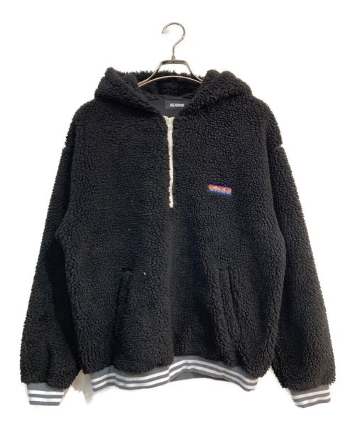 X-LARGE（エクストララージ）X-LARGE (エクストララージ) HALF ZIP BOA HOODIE 101224012013 ブラック ブラック サイズ:Mの古着・服飾アイテム