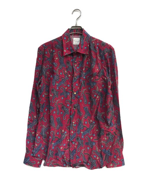 PAUL SMITH（ポールスミス）PAUL SMITH (ポールスミス) 総柄ウエスタンシャツ　Feather Paisley　レッド　ペイズリー柄 レッド サイズ:Ｌの古着・服飾アイテム