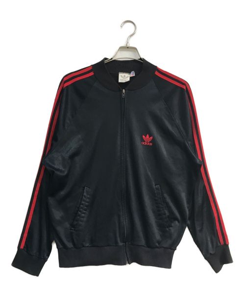 adidas（アディダス）adidas (アディダス) ATPトラックジャケット　ブラック×レッド　80s　USA製 ブラック サイズ:Lの古着・服飾アイテム