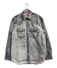 DIESEL（ディーゼル）の古着「D-Ocean-Over-Sc　A0934409F23　デニムシャツジャケット　ウエスタン　グレー×インディゴ」｜グレー