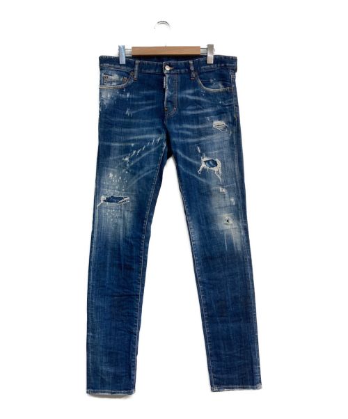 DSQUARED2（ディースクエアード）DSQUARED2 (ディースクエアード) デニムパンツ　S71LB0634 S30342　Slim Jean　ダメージ加工 インディゴ サイズ:50の古着・服飾アイテム