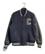 COACHコーチ）の古着「Varsity Jacket With Leather Sleeves CB663　袖レザー　ブラック×ネイビー」｜ブラック×ネイビー