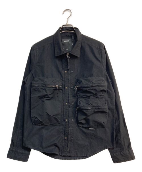 NEMEN（ネーメン）NEMEN (ネーメン) TATS ZIPPED PARACHUTE OVERSHIRT　パラシュートシャツ　NMN E23251 111　ブラック ブラック サイズ:Sの古着・服飾アイテム