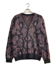 Needles（ニードルズ）の古着「Paysley Mohair Cardigan　HM379　	ブラック×パープル　」｜ブラック×パープル