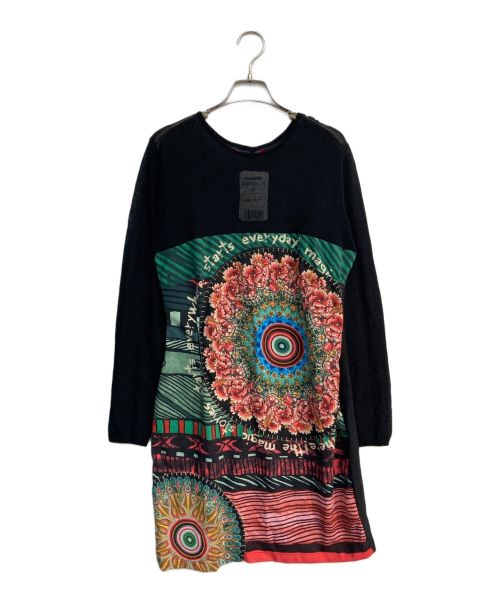 Desigual（デシグアル）Desigual (デシグアル) フラワープリントニットワンピース　46V2803 ブラック サイズ:40 未使用品の古着・服飾アイテム