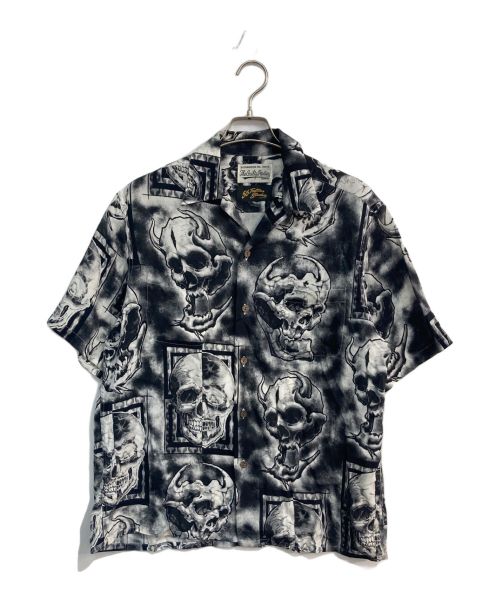 WACKO MARIA（ワコマリア）WACKO MARIA (ワコマリア) 56 TATTOO STUDIO (56 タトゥースタジオ) HAWAIIAN SHIRT S/S　オープンカラーシャツ　スカル グレー サイズ:Mの古着・服飾アイテム